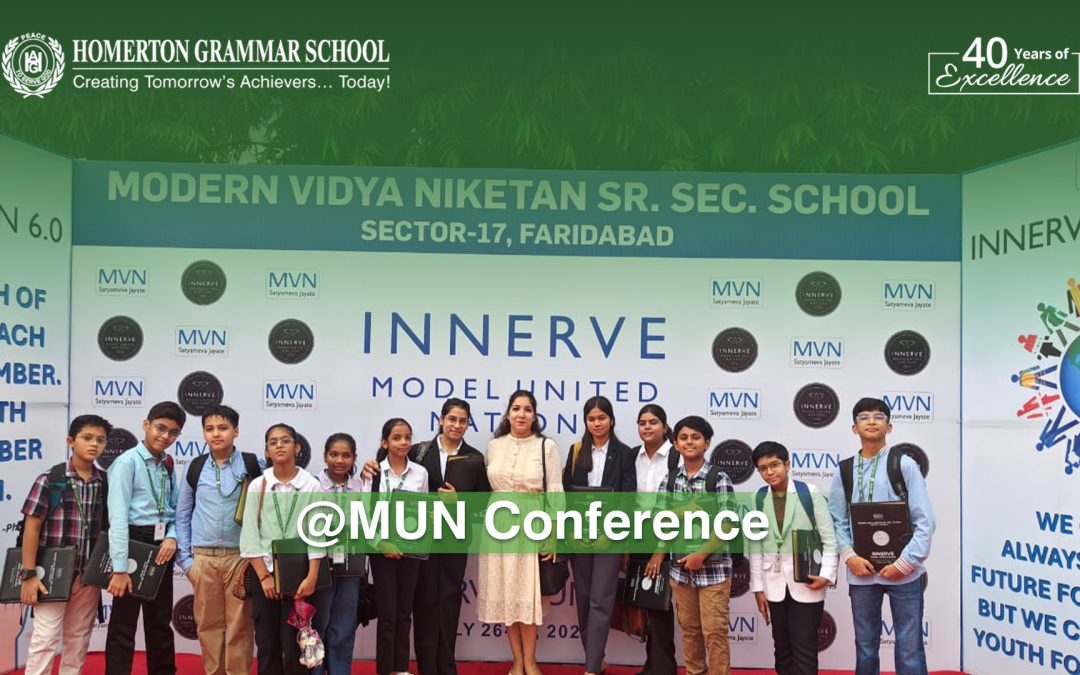 Encouraging Faridabad school students to participate at the MUN conference